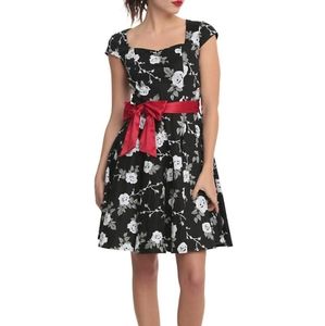 Hell Bunny Black & White Floral Dress